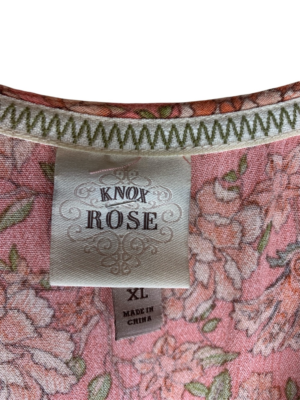Knox Rose Boho Coral Floral Tiered Midi Dress V-Neck XL - Picture 6 of 7